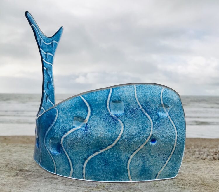 Blue Whale - Powdered and slumped glass