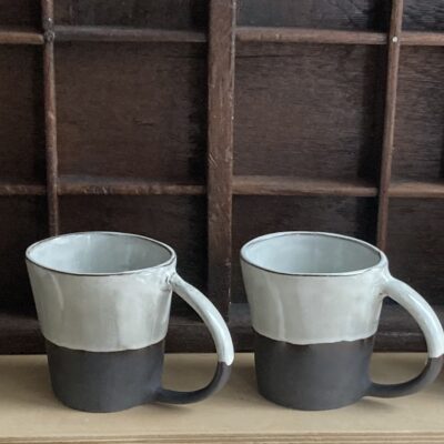 Porcelain Mug - Part glazed black porcelain - Approx 9 cms high - by Annie Flitcroft