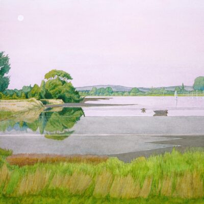Chichester Harbour towards Goodwood opposite Dell Quay - Watercolour on paper - 770 mm x 560 mm - by Neil Holland