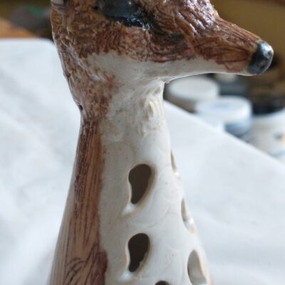 Fox - Stoneware clay - 14cm - by Linda Farr