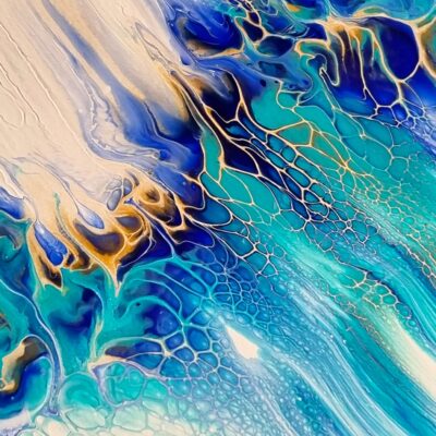 Waters Edge 2 - acrylic pouring - 25cm x 25cm - by Caroline Henderson