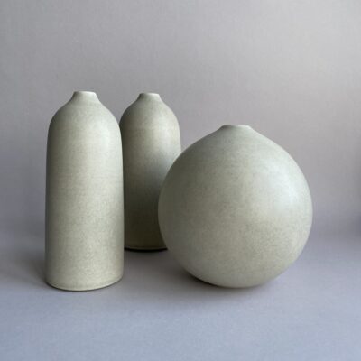Stem vases and pod vessel - Porcelain - Max height 190mm - by Heather Muir
