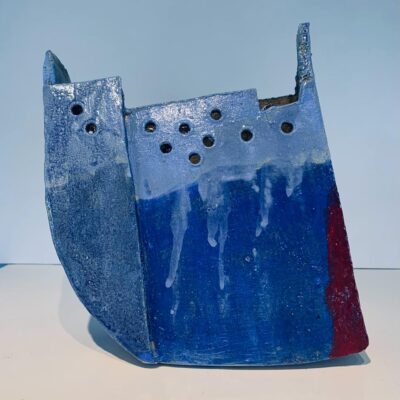 Blue Ceramic Pot - Glazed stoneware - height 24 cm - by Grahame Dudley