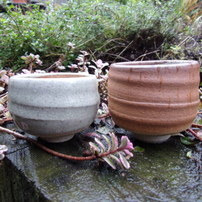 Two teabowls - Woodfired stoneware - 50 x 50mm each - by Alison Sandeman