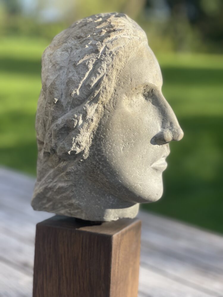 Downsman - Stone hand carved on wooden plinth