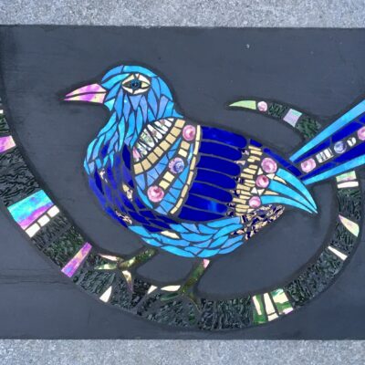 Bird on branch - Mixes media mosaics - 40x28cm - by Tracey Lodge