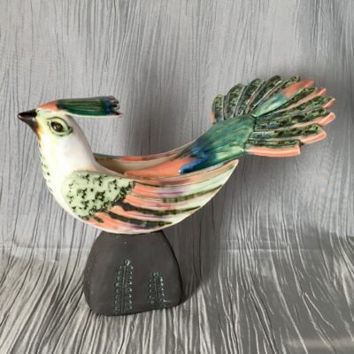 Exotic bird on stand - Ceramic - 23x18cm - by Tracey Lodge