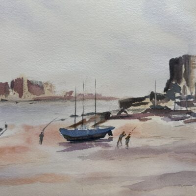 Bringing the Boats in - Watercolour - 38cmx28cm - by Chris Aldred