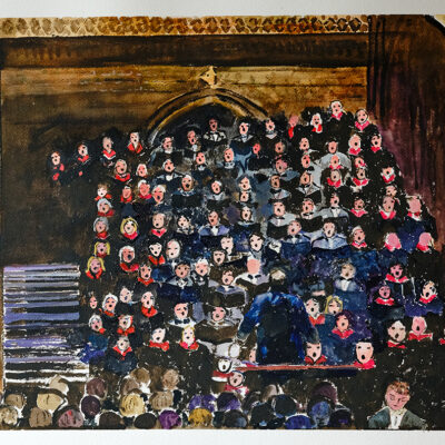 Chichester Singers at the Cathedral - Watercolour  - 70 x 50 cm - by Ghislaine Davis