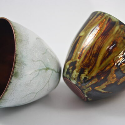 Small bowls - Enamel - 6 cms diameter - by Lesley Talbot