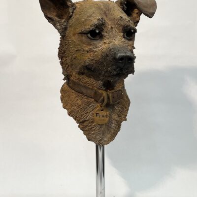 Portrait of Frankie mixed breed - Ceramic - 50cm - by Susan Bassil