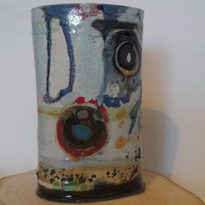 Abstract No 3 - Ceramic, oxides, slips, glazes - 25cm - by Christine Myall