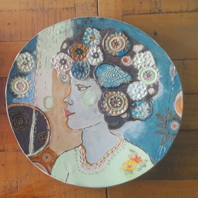 Summer Girl - Ceramic, oxides, slips, glazes - 30cm - by Christine Myall