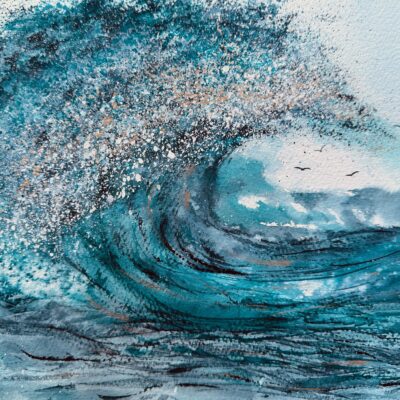 Emerald Wave - Watercolour - 30 x 22 cms - by Sandra Hawkins