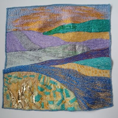 Towards the Downs - Machine embroidery - 43cm square - by Carol Naylor