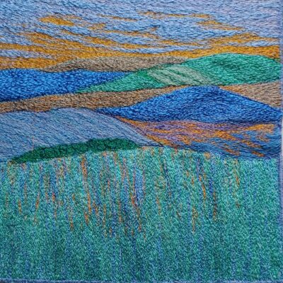 Blue Mood - Machine embroidery - 33cm square - by Carol Naylor