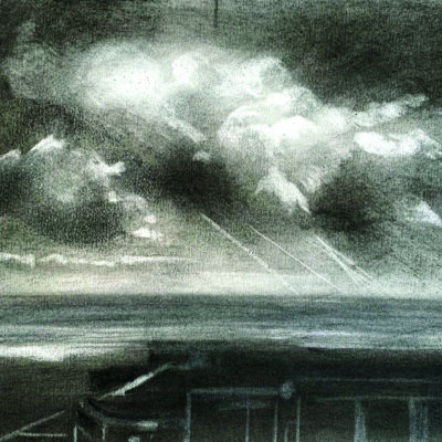 Threat of rain Dieppe - Charcoal - 210mm x 297mm - by Fiona Bell Currie