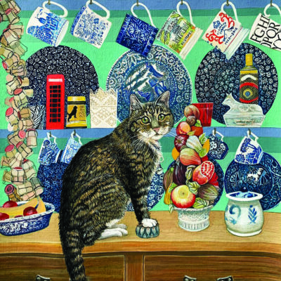 Sassy on the dresser - Gouache - 420mm x 297mm - by Fiona Bell Currie