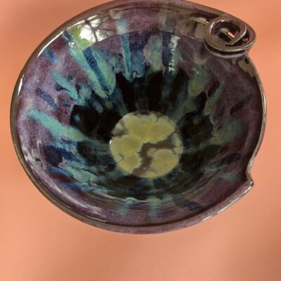 Rolled edge bowl - stoneware - medium - by Diane Henshaw