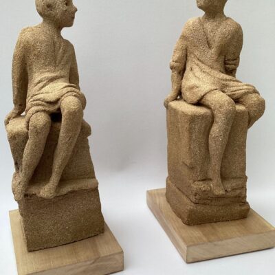 Two men - Stoneware - 38 cm each - by Christine Burgess