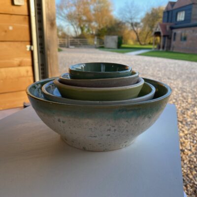 Wheel thrown set of bowls - Stoneware - Various - by Gillian Terry