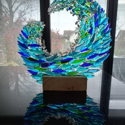 Wave - Glass - 30cm diameter - by Kate Mercy