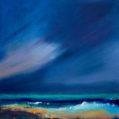 Sea on Shore - Mixed media - 30cm square wood panel - by Susie Olford