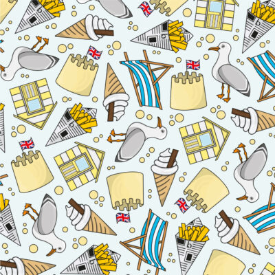 British Seaside Pattern - Tea Towels, Coasters, Mugs - N/A - by Ryan Marsh