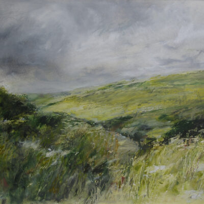 Summer Rain - Oil pastel - 33 x 21 cms - by David Peduzzi