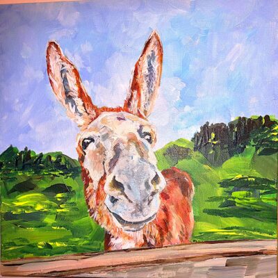 Donkey 1 - acrylic - 40 x 40cm - by Caroline Henderson