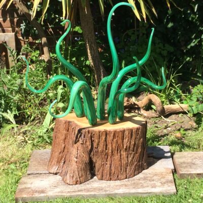 Tentacles In Wood - XL - Glass and Wood - 1m Tall - by Peter Barton