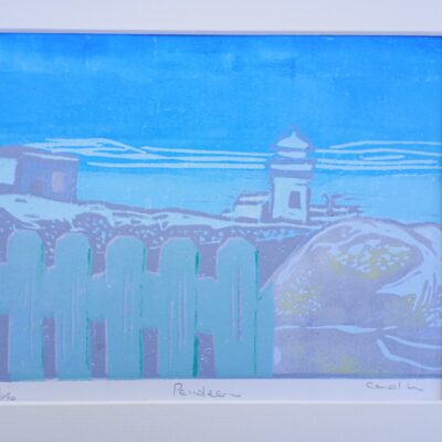 Pendeen - Linocut - 10insx7.5ins - by Carol Lee