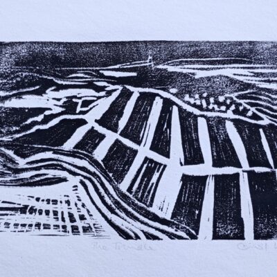 South Downs - Woodcut - 4x6 ins - by Carol Lee