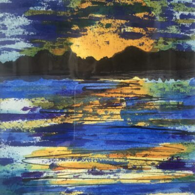 Sunset Over Chichester Harbour - Inks - 40 cm X 50cm - by Joan Burnett