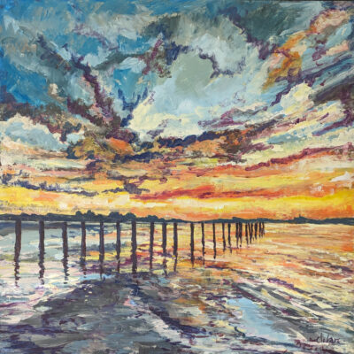 Quay Sunset JamesWare1 - Oil - 100 x 100 cm - by James Ware