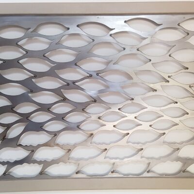 Steel cut out leaves, in wooden frame - Steel & Wood - 108x73 cm - by Jazmine Saunders