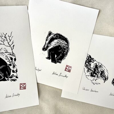 Animals 1-2-3 - Linocut - A4 - by Mitka Brindley