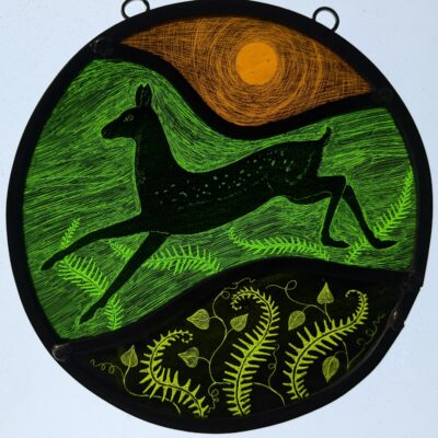 Running of the deer - Stained glass - 6 inches - by Karen Boxall