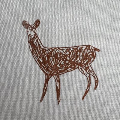 Deer - screenprinting on fabric - 60cm by 90cm - by Helen Simmans