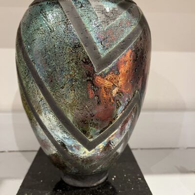 Raku Glazed pot - Raku Clay - 20 x 14 cm - by Mary Marmery