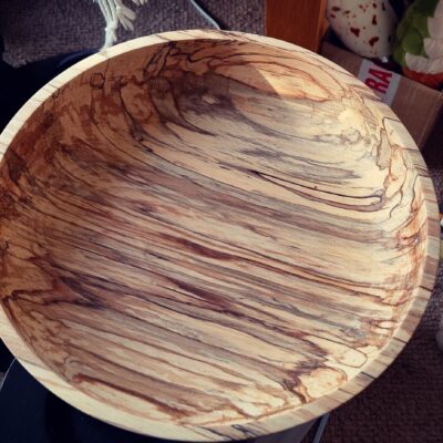 Shallow bowl - Spalted beech, oiled and waxed - 250mm - by Alun Beard