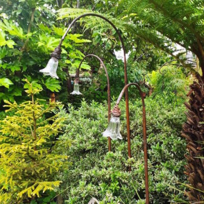 Heather Stevens 3 - Raw Copper and Glass Flowers - 6 feet tall by 4inches wide - by Heather Stevens