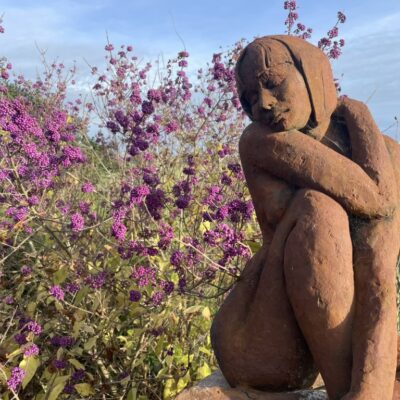 Repose - rust patinated fired clay - 1 m - by Alexandra Beale