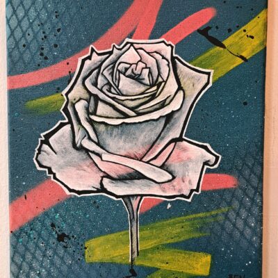 Ghost of a rose - Spray paint and acrylic paint on canvas - 30cm x 40cm - by Ben Cavanagh
