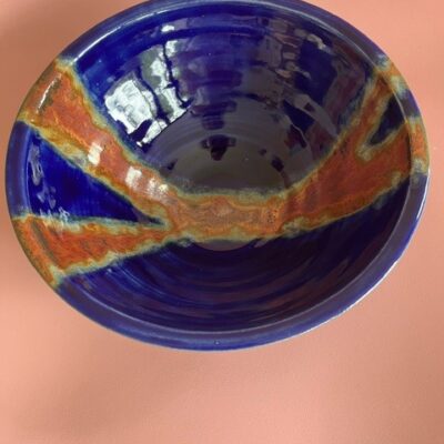Cobalt and Copper bowl - stoneware - small - by Diane Henshaw