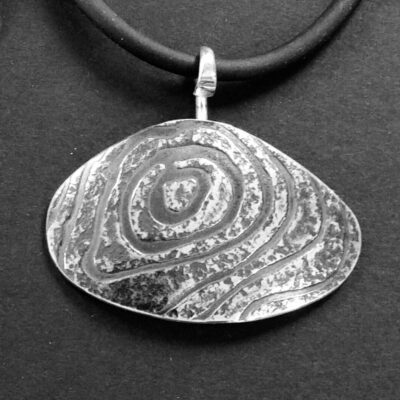 'Pebble' necklace. - Oxidised sterling silver - 45mm  x  35mm - by Andrew Bailey