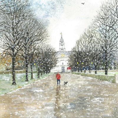 Royal Hospital Chelsea, snowy morning - Watercolour - 8
