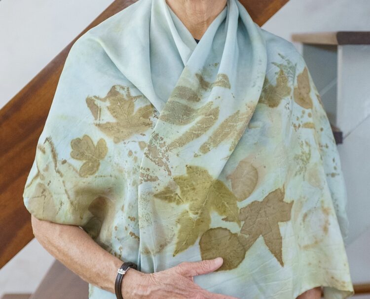 Indigo ecoprint silk scarf - textile