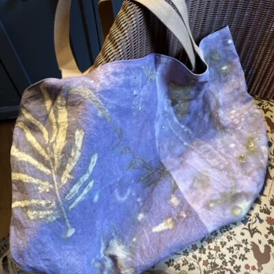 Ecoprint linen tote bag - textile - 50x70cm - by Alison Furey