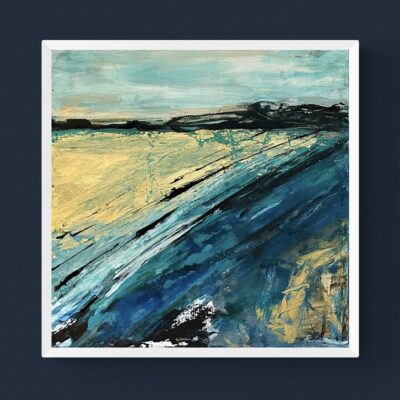 Landing perch - Acrylic and gold leaf - 40 x 40cm - by Bec Hopkins